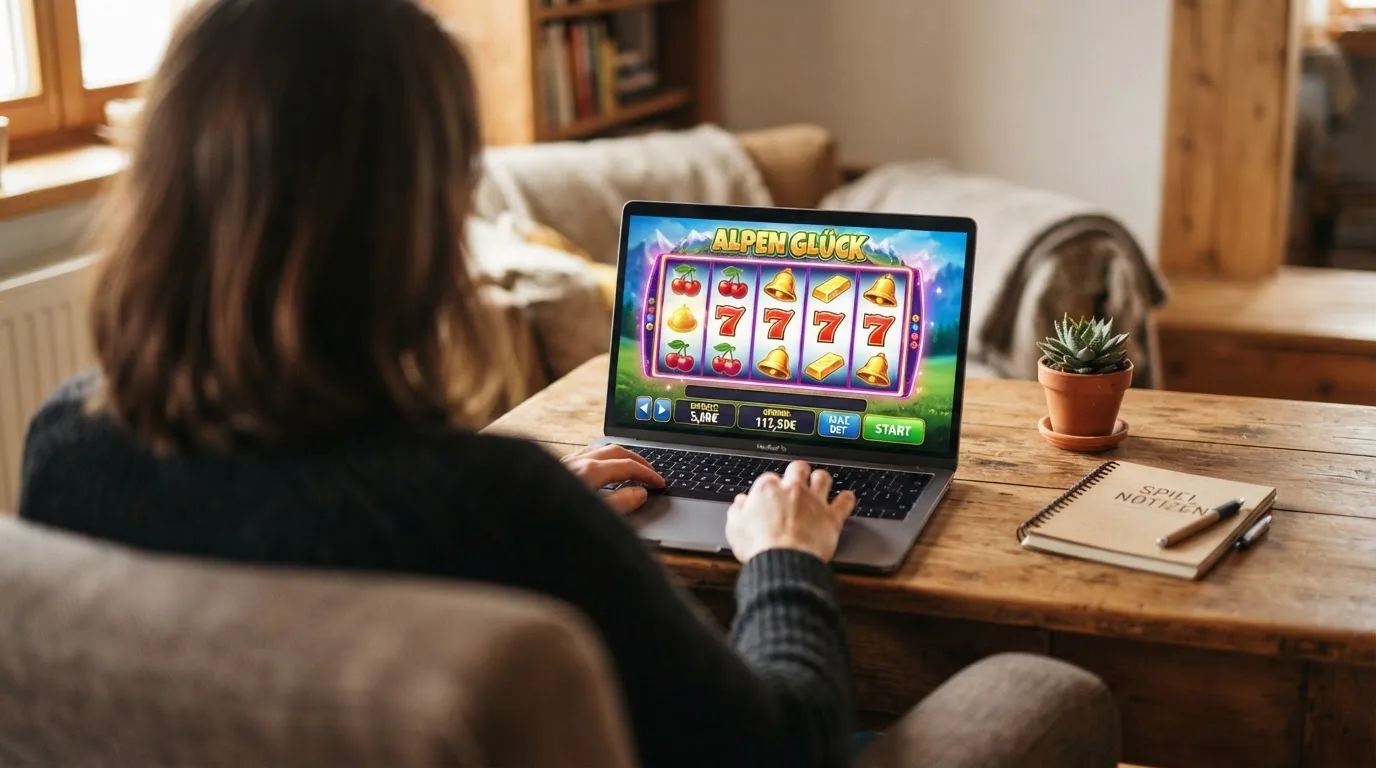 Person am Laptop liest eine Übersichtsseite zu Glücksspielen im Internet — binance coin casino vergleich